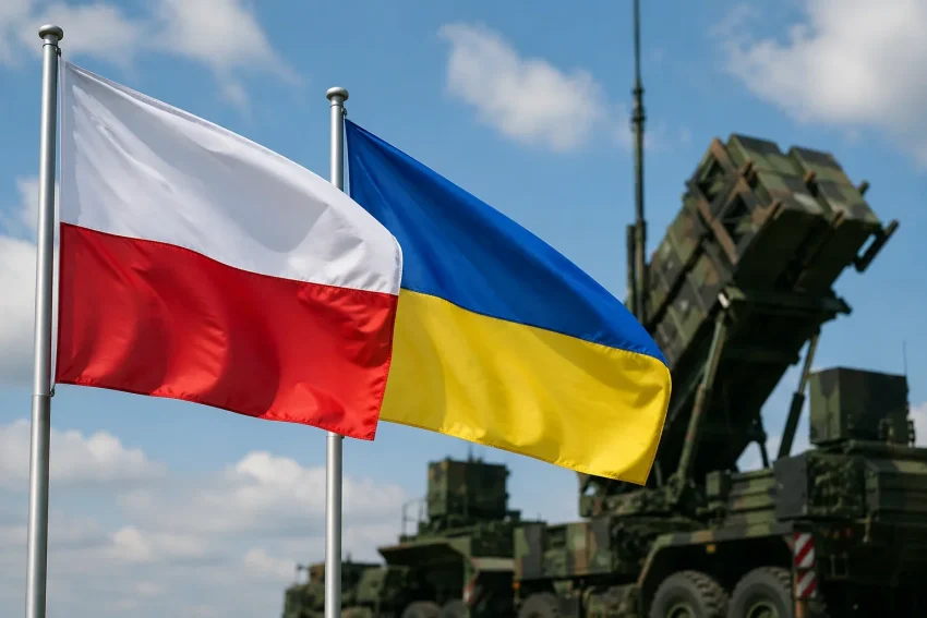 Прапори Польщі та України перед системою Patriot